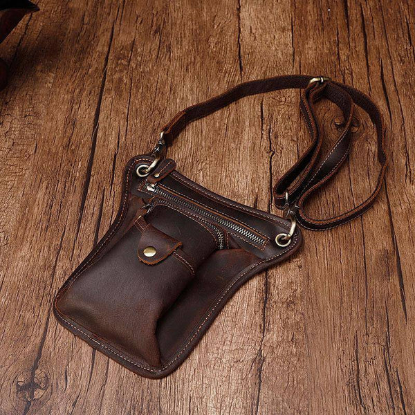 Cool Leather Small Side Bag Messenger Bag Waist Bag Small Shoulder Bag For Men - imessengerbags