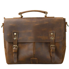 Leather Mens Brown Briefcase 14'' Laptop Bag Messenger Bag Shoulder Bag For Men - imessengerbags