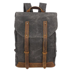 Casual Men's Waxed Canvas Brown School Travel Backpack Laptop Backpack For Men - imessengerbags