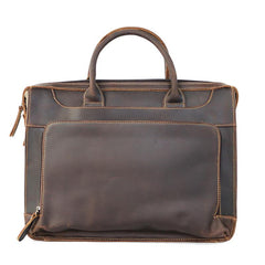 Vintage Black Mens Leather Briefcases Work Handbag Black 14'' Computer Briefcases For Men - imessengerbags