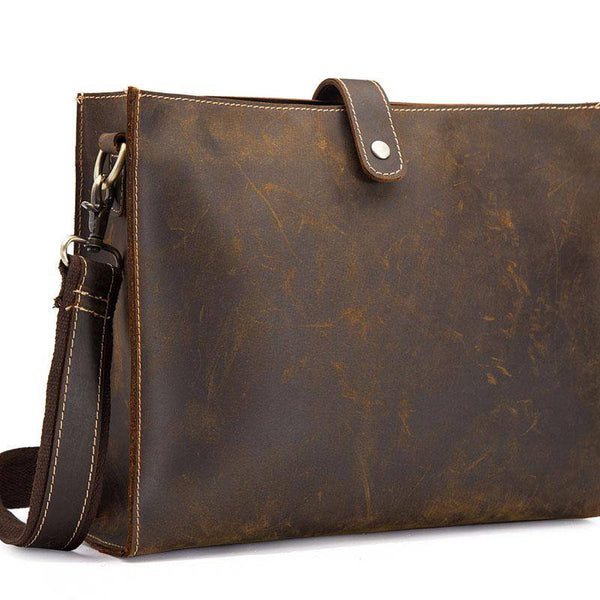 Cool Vintage Brown Leather Mens Messenger Bag Side Bag Work Bag Shoulder Bag for Men - imessengerbags