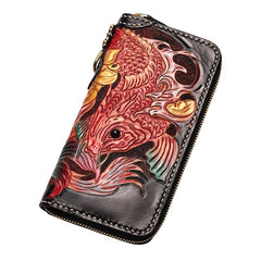 Handmade Leather Carp Mens Chain Biker Wallet Cool Leather Wallet With Chain Wallets for Men - imessengerbags