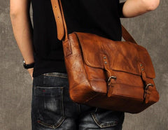 Genuine Leather Mens Cool Messenger Bag Briefcase Work Bag Business Bag for men - imessengerbags