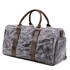 Waxed Canvas Leather Mens Large Travel Weekender Bag Waterproof Duffle bag for Men - imessengerbags