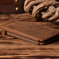 Handmade Leather Mens Cool Long Leather Wallet Card Clutch Wallet for Men - imessengerbags
