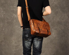 Genuine Leather Mens Cool Messenger Bag Briefcase Work Bag Business Bag for men - imessengerbags