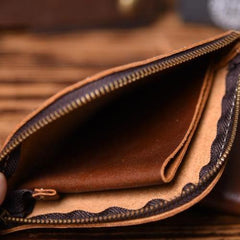 Handmade Leather Mens Cool Wallet Men Slim Wallets Front Pocket Wallet for Men - imessengerbags