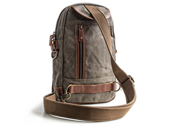 Canvas Leather Mens Cool Chest Bag Sling Bag Crossbody Bag Travel Bag Hiking Bag for men - imessengerbags