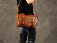 Genuine Leather Mens Cool Messenger Bag Briefcase Work Bag Business Bag for men - imessengerbags