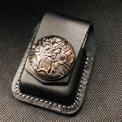 Brown Handmade Leather Mens Horse Zippo Lighter Holders Lighter Case For Men - imessengerbags