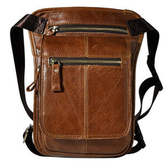 Cool Biker Mens Leather Drop Leg Bag Belt Pouch Waist Bag Side Bag Shoulder Bag for Men - imessengerbags