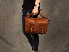 Genuine Leather Mens Cool Messenger Bag Briefcase Work Bag Business Bag for men - imessengerbags