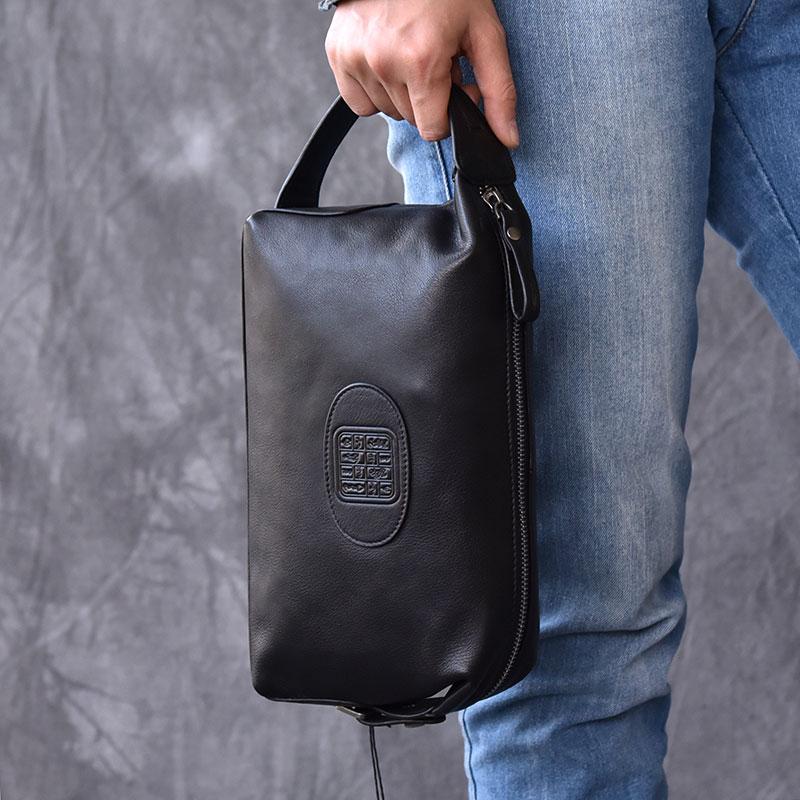 Leather Men's Clutch Bag Brown Black Purse for Men Men 