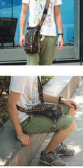 Black Denim Mens Casual Small Belt Bag Fanny Pack Messenger Bag Green Jean Waist Bag DropLeg Bags For Men - imessengerbags