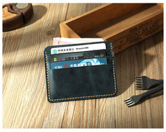 Coffee Leather Mens Front Pocket Wallet Personalized Handmade Slim Card Wallets for Men