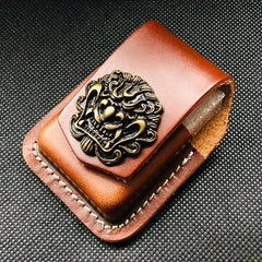 Brown Handmade Leather Mens Horse Zippo Lighter Holders Lighter Case For Men - imessengerbags