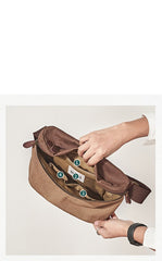 Cool Canvas Mens Messenger Bag Canvas Side Bag Chest Bag Saddle Canvas Courier Bag for Men - imessengerbags