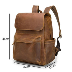 Best Brown Mens Leather 14 inches School Backpack Travel Backpack Top Computer Backpack For Men