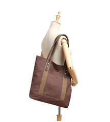 Casual Canvas Leather Womens Mens Large White Tote Bag Shoulder Bag Khaki Tote Purse For Women - imessengerbags