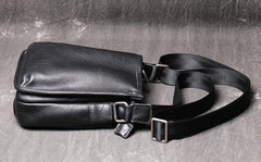 Cool Black LEATHER MENS Vertical SIDE BAGS COURIER BAG Black Vertical MESSENGER BAG FOR MEN - imessengerbags