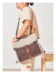 Canvas Leather Convertible Backpack Messenger Bag Satchel Backpack Mens Canvas Messenger Backpack for Men - imessengerbags