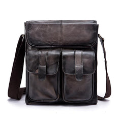 Cool Brown Leather Vertical Messenger Bag Men's Brown Side Bag Shoulder Bag Courier Bag For Men - imessengerbags