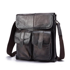 Cool Brown Leather Vertical Messenger Bag Men's Brown Side Bag Shoulder Bag Courier Bag For Men - imessengerbags