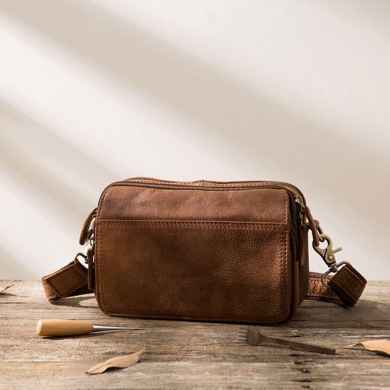 Cool Leather Mens Small Messenger Bag Cool Crossbody Bags for men