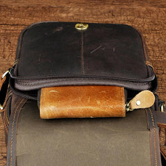 Tan Cool Leather Men Small Side Bag Messenger Bag Belt Pouch Waist Bag for Men