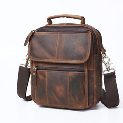 Dark Brown LEATHER MENS Vertical SHOULDER BAG SIDE BAG COURIER BAG MESSENGER BAG FOR MEN - imessengerbags