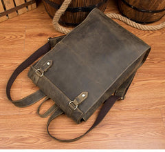 Fashion Brown Mens Leather 15-inch Black Computer Backpack Brown Travel Backpacks School Satchel Backpacks for men - imessengerbags