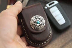 Dark Brown Handmade Genuine Leather Mens Car Key Case Car Key Holder For Men - imessengerbags
