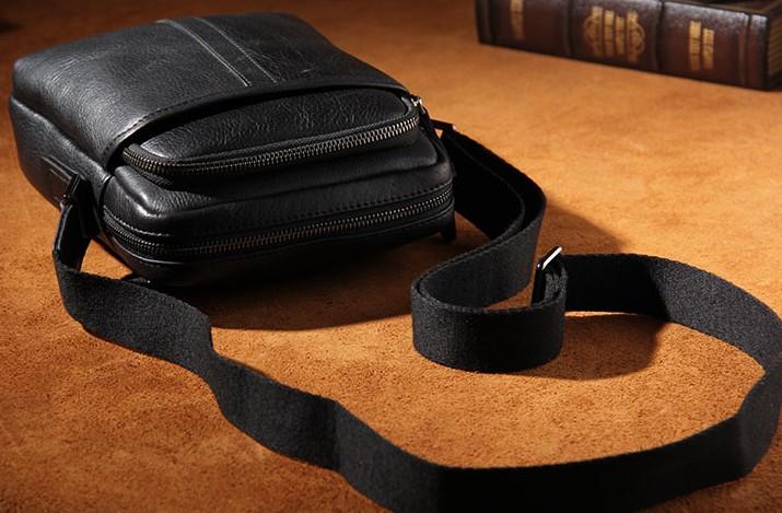 Men's Genuine Leather Small Crossbody Shoulder Messenger Bag