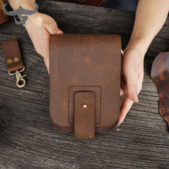 Brown Mens Leather Small Belt Pouch Mens Waist Bag Side Bag Mini