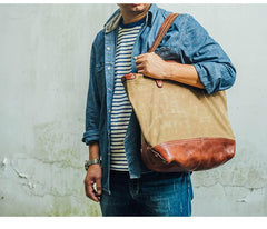 men's tote bags for work Cool Canvas Leather Mens Tote Bag Canvas Men Tote Bag Canvas Messenger Bags for Men