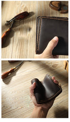 Handmade Leather Bifold Billfold Personalized Mens Bifold Wallet for Men