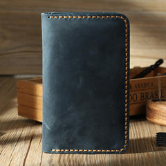 Handmade Black Leather Mens Card Holders Wallet Personalized Bifold Card Wallets for Men