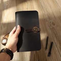 Handmade Coffee Mens Clutch Travel Wallets Personalized Leather Passport Wallets for Men