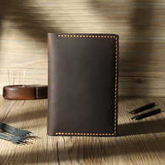 Handmade Coffee Mens Slim Travel Wallets Personalized Leather Passport Wallets for Men