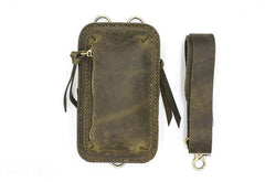 Handmade Brown LEATHER MEN Belt Pouch Waist BAG MIni Green Side Bag Belt Bag FOR MEN