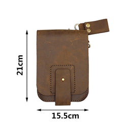 Handmade LEATHER MEN Belt Pouch Brown Waist BAG MIni Side Bag Belt Bag FOR MEN