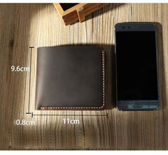 Handmade Coffee Leather Mens Trifold Billfold Wallet Personalize Trifold Small Wallets for Men