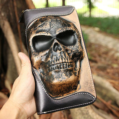 Skull Wallet Cool Wallet purse clutch wallet Leather Wallets with Skulls​ Mens Clutch Wallet Mens Skull Wallet zip clutch wallet