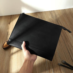 Handmade Mens Slim Clutch Purse Folder Purse Personalized Blue Leather Envelope Bag for Men