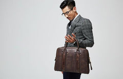 Handmade Leather Mens Briefcase Work Bag Laptop Bag Business Bag for Men - imessengerbags