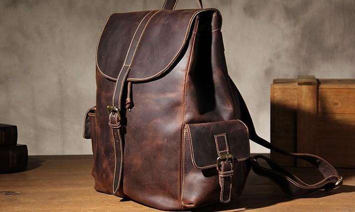 Free shipping.Genuine leather backpack.Vintage style cowhide bag.43*30*16cm  travel bags.Men outdoor casual leather backpacks