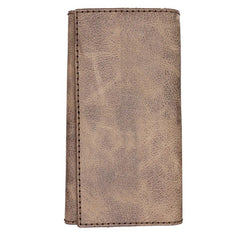 Mens Leather Trifold Long Wallet Lots Cards Handmade Checkbook Long Wallet for Men