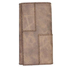 Mens Leather Trifold Long Wallet Handmade Lots Cards Checkbook Long Wallet for Men