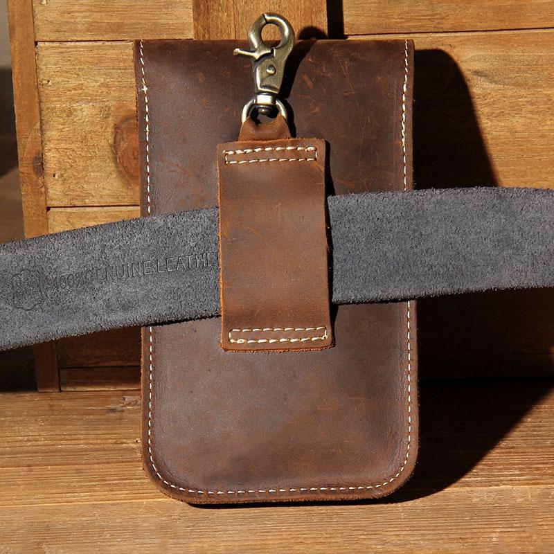 Leather Small Belt Pouch Leather Belt Wallet Mini Card 