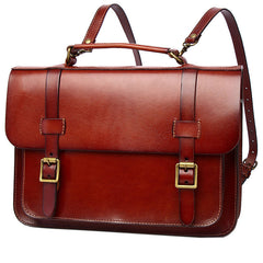 Men's Coffee Leather Convertible Messenger Bag Backpack Stachel Bag For Men